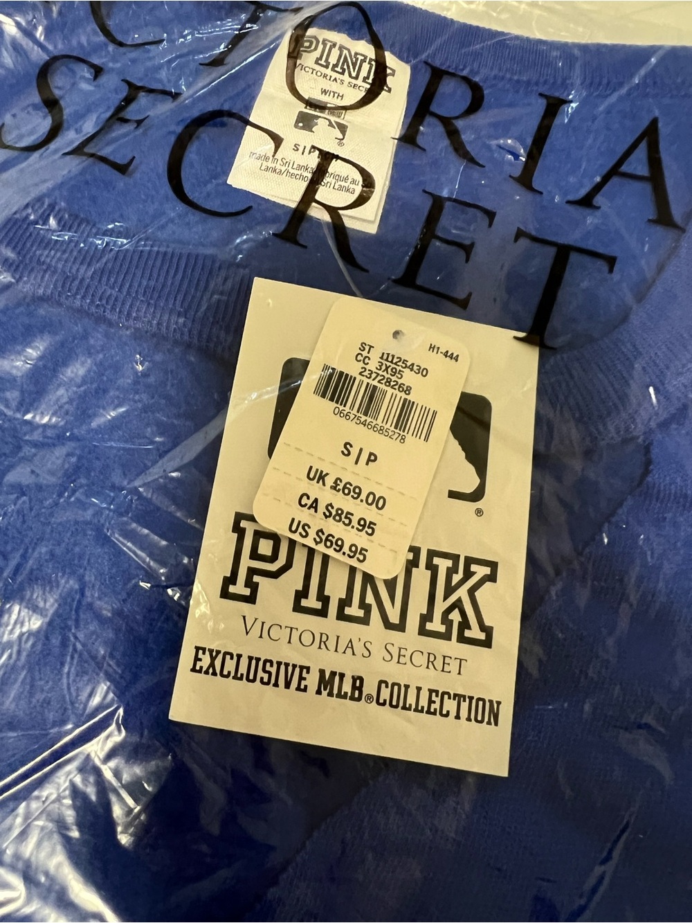 🆕VICTORIA’S SECRET PINK - S - NWT - TORONTO BLUE JAYS BASEBALL MLB VARSITY TOP - Picture 2 of 15
